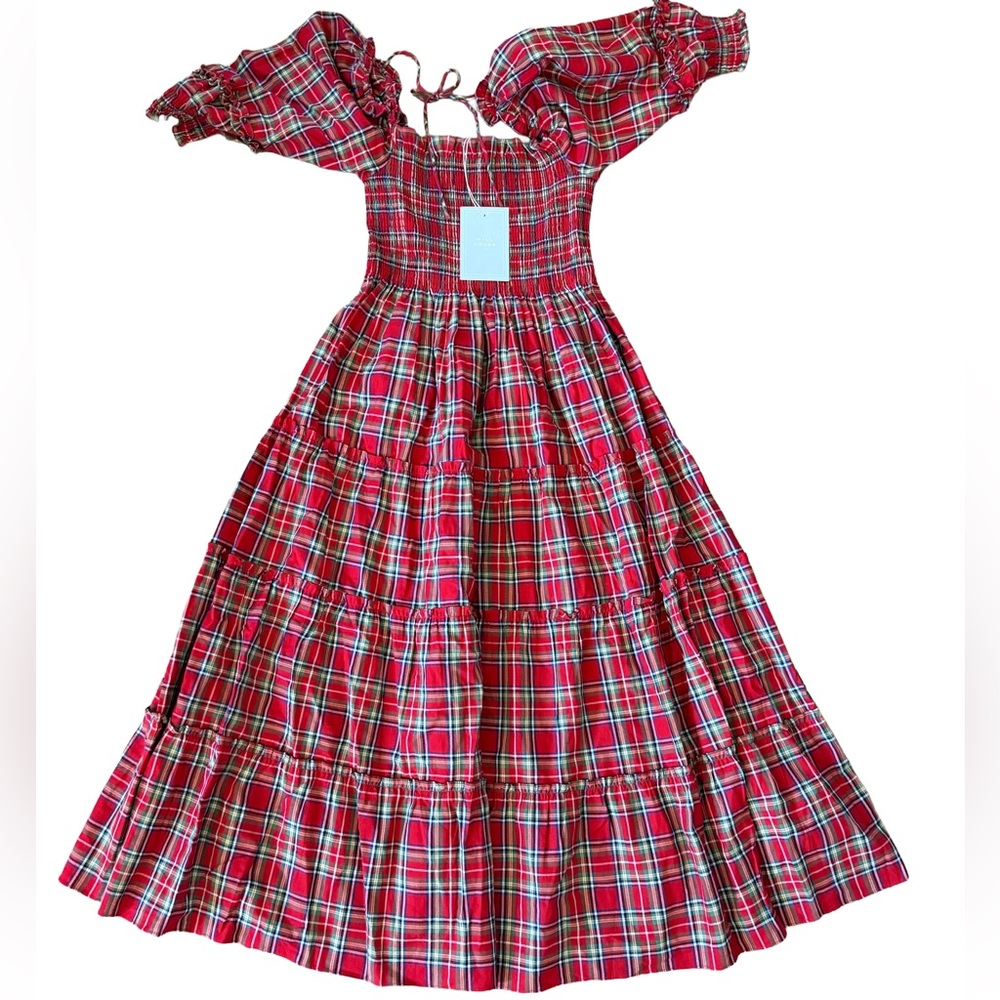 Hill House Vibrant Red Check Maxi Dress